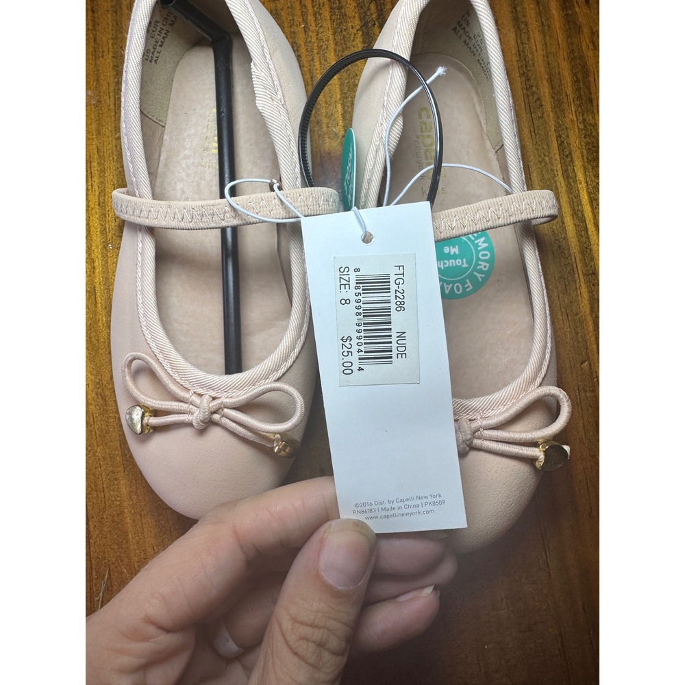 Capelli New York Kids Nude Ballet Flats Bow Heart Memory Foam FTG-2286 Size 8 - Picture 3 of 5